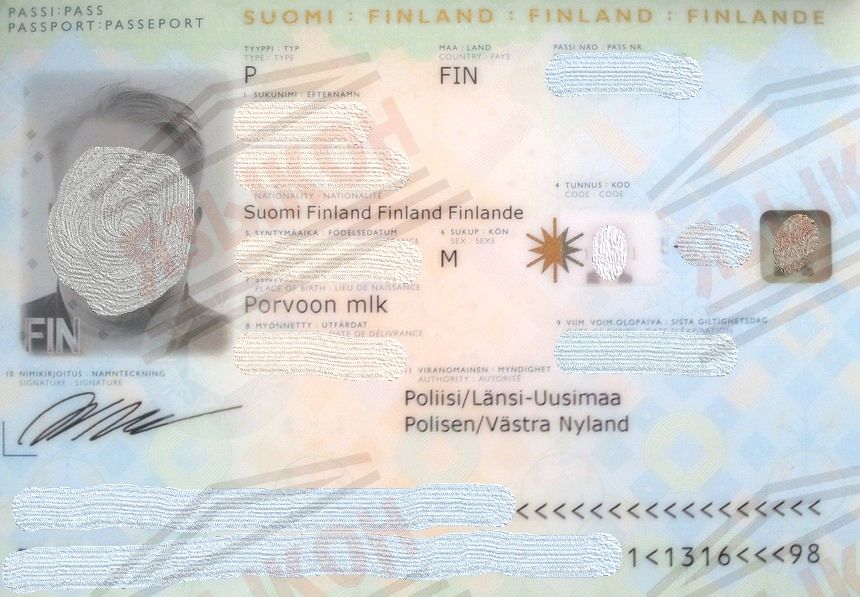 Перевод финского паспорта